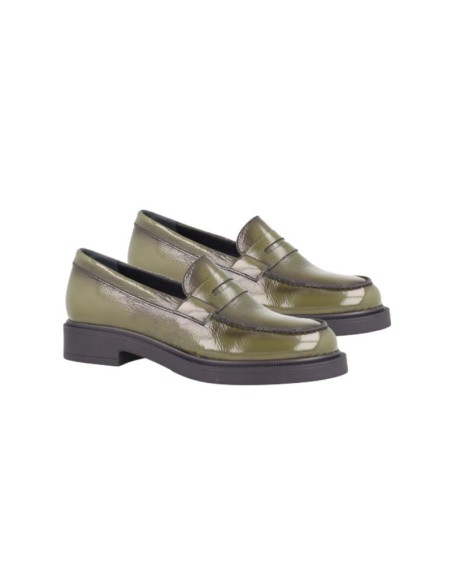 femmes mocassins de peau vert W-MONARIL-GREEN