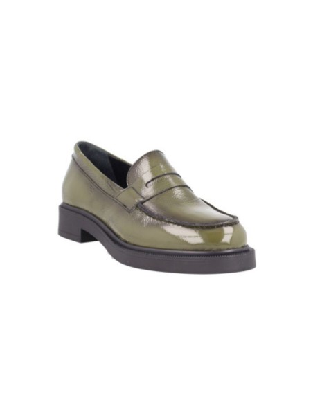 Mocasines de mujer de piel con antifaz color verde