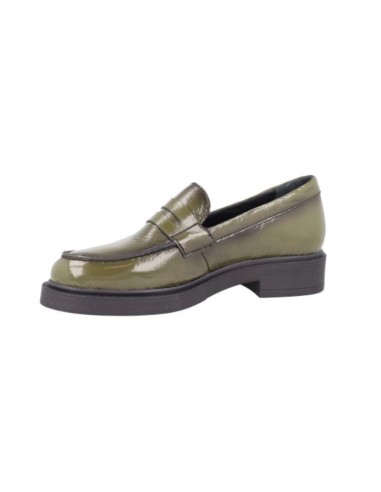 Mocasines de mujer de piel con antifaz color verde
