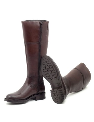 Botas de mujer de piel liso color marrón