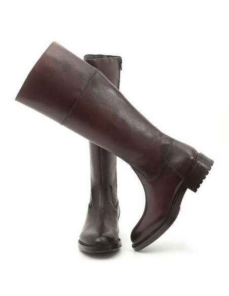 Botas de mujer de piel liso color marrón