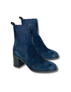 Blue leather women's boots