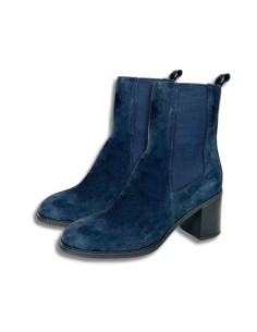 Blue leather women's boots 2