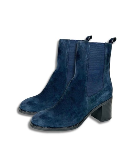 Blue leather women's boots