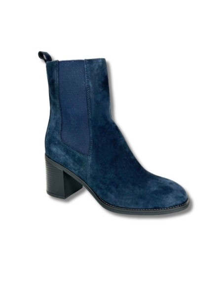 Blue leather women's boots