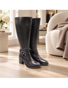 Black leather Women's high boots