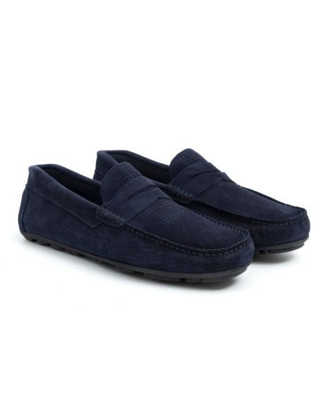 Blue suede moccasin