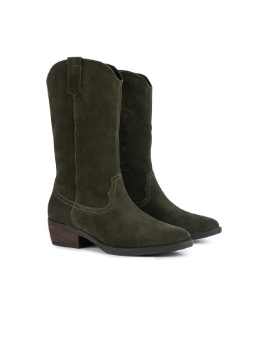 Botas de mujer de ante con costura color verde