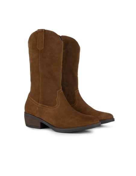 Botas de mujer de ante con costura color verde