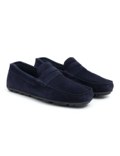 Blue suede moccasin