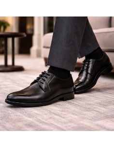 Black leather derby