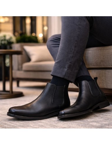 Black leather chelsea boots