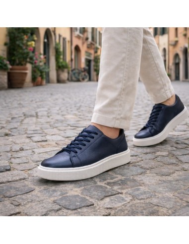 Blue leather sneakers