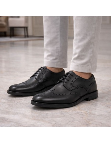 Black leather derby
