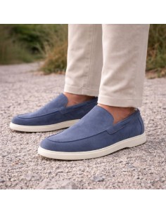 Blue suede moccasin