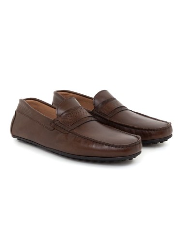 Brown leather moccasin