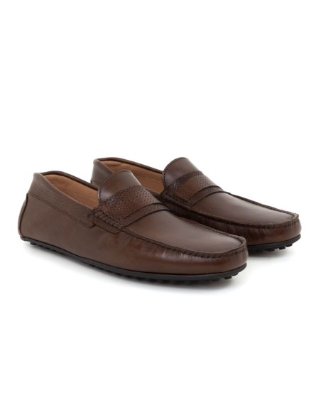 Brown leather moccasin