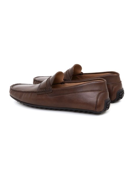 Brown leather moccasin