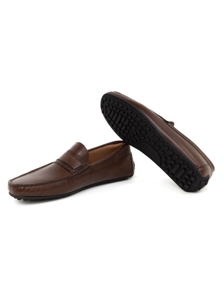 Brown leather moccasin