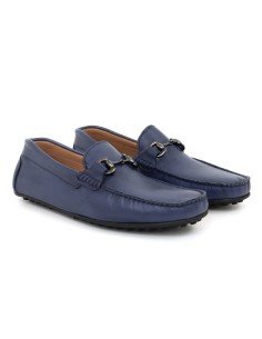 Mocassin de peau bleu MOCBUCKLE-MARINO 2
