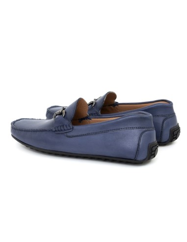 Mocassin de peau bleu MOCBUCKLE-MARINO