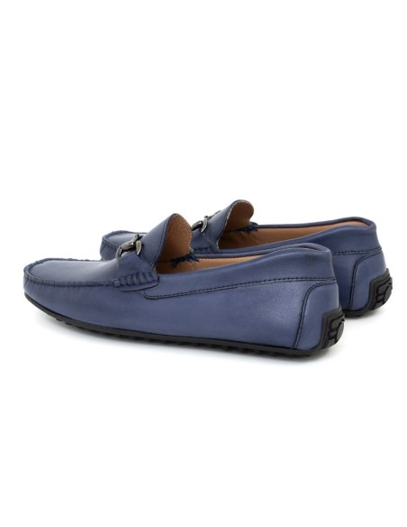 Blue leather moccasin