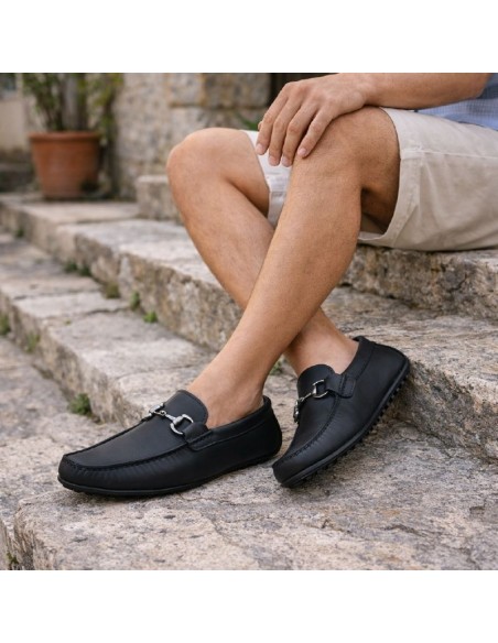 Black leather moccasin