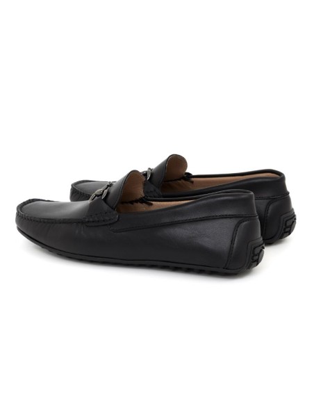 Black leather moccasin