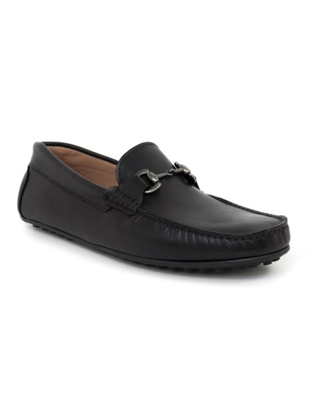 Mocassin de peau le noir MOCBUCKLE-NEGRO