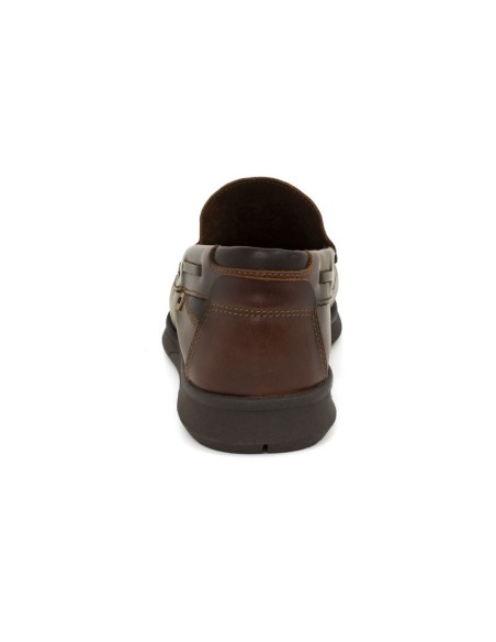 Brown leather boat shoe