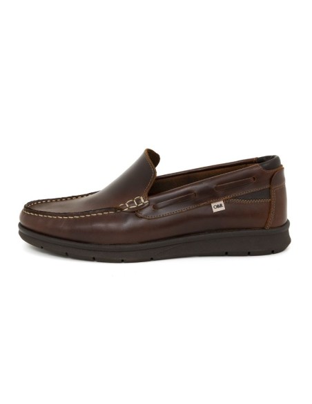 Brown leather boat shoe