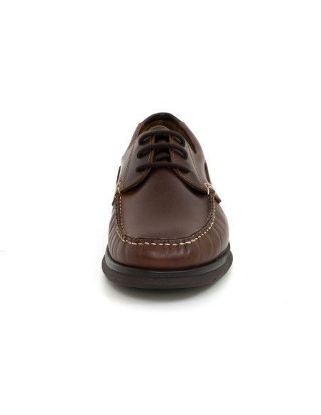 Brown leather boat shoe