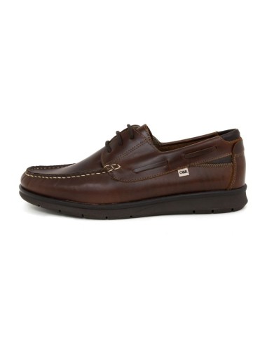 Brown leather boat shoe