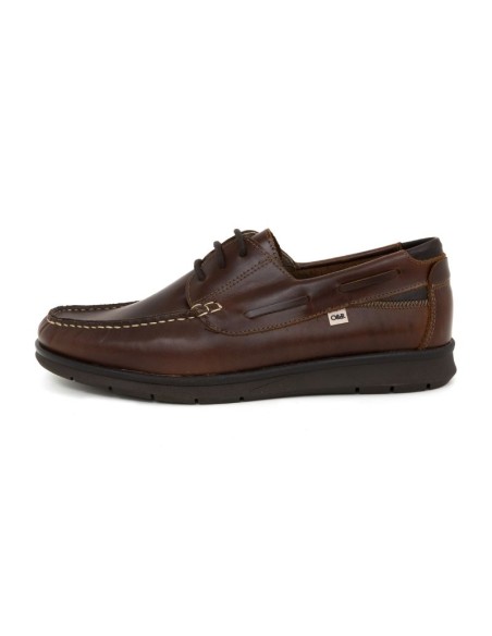 Brown leather boat shoe