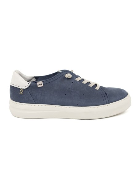 Sneakers de nobuck liso color azul