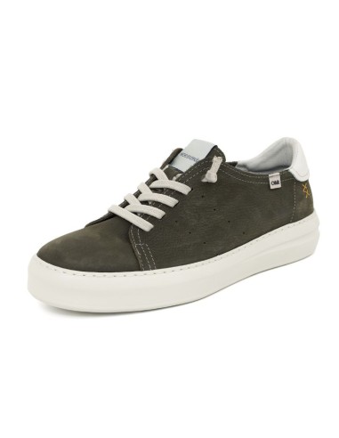Sneakers de nobuck liso color verde