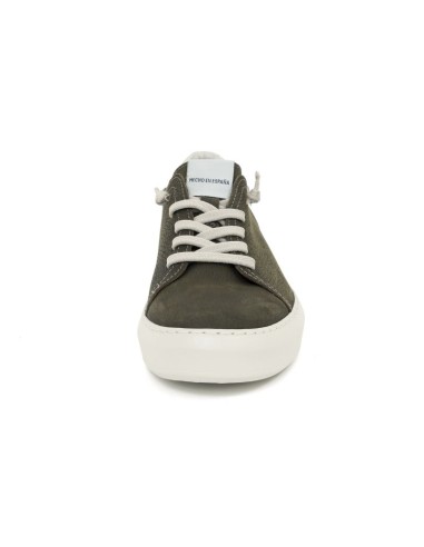 Sneakers de nobuck liso color verde