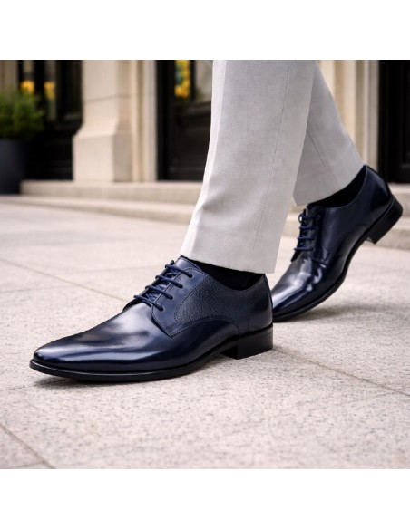 Derby de peau cuir PAGRO-NAVY