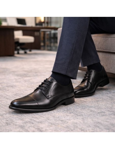 Derby de piel con plantilla extraible color negro