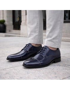 Derby de peau bleu PAKEL-NAVY