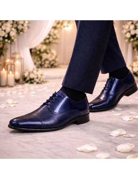 Oxford de piel con plantilla extraible color azul