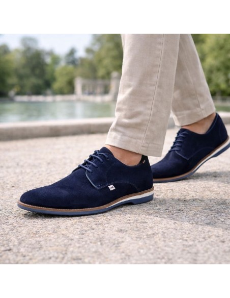 Blue suede derby