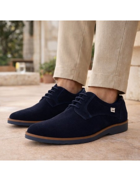 Blue suede derby