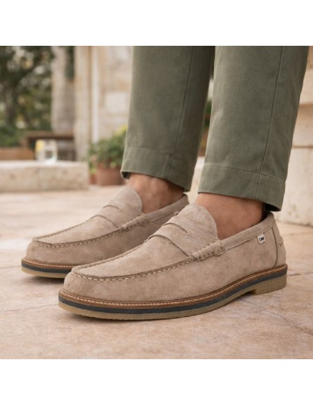 Beige suede moccasin