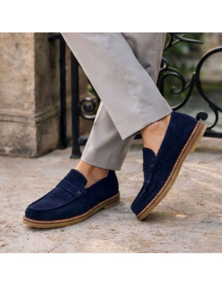 Mocassin suède bleu SUMAKI-BLUE