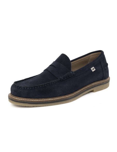 Blue suede moccasin