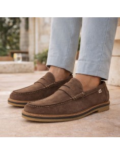 Brown suede moccasin