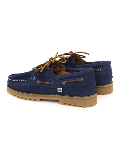 Blue suede boat shoe