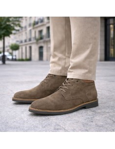 Bottine de peau beige SUROBO-TAUPE