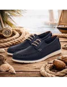 Nautique de peau cuir TUANE-NAVY